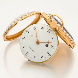 French 18 carat gold and enamel pocket watch Circa 1800