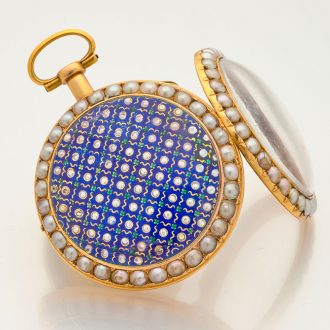 French 18 carat gold and enamel pocket watch Circa 1800