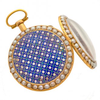 French 18 carat gold and enamel pocket watch Circa 1800