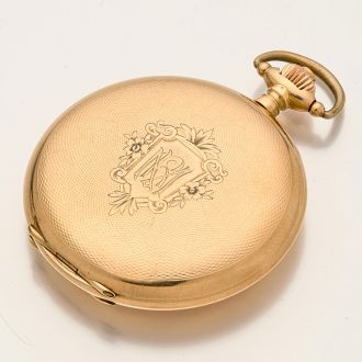 Swiss 14K gold hunting cased lever pocket watch Circa 1918