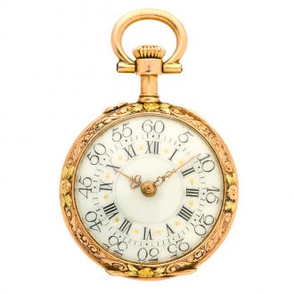 Swiss gold, enamel and diamond set miniature watch Circa 1900