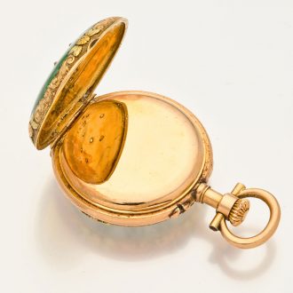 Swiss gold, enamel and diamond set miniature watch Circa 1900