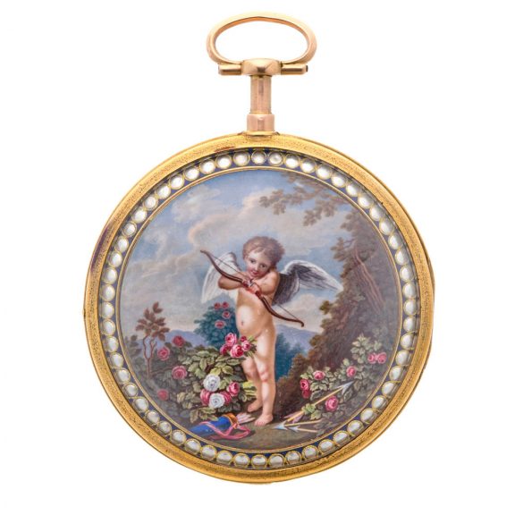French 18 carat gold watch with beautiful painting Circa 1795 French 18 carat gold watch with beautiful painting Circa 1795