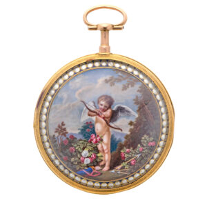 French 18 carat gold watch with beautiful painting Circa 1795