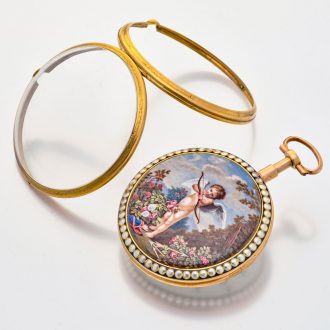French 18 carat gold watch with beautiful painting Circa 1795