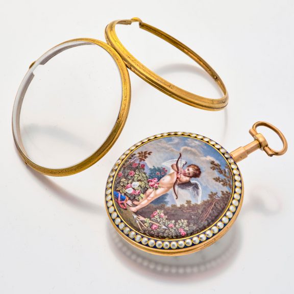 French 18 carat gold watch with beautiful painting Circa 1795 French 18 carat gold watch with beautiful painting Circa 1795
