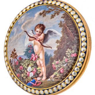 French 18 carat gold watch with beautiful painting Circa 1795
