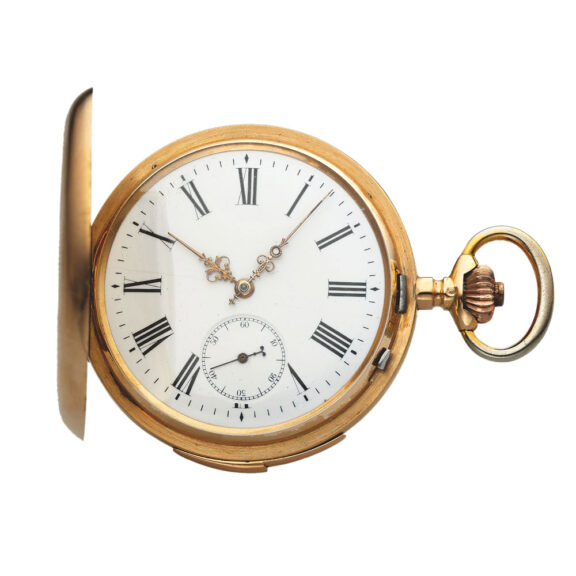 Swiss gilt hunting cased quarter repeating pocket watch Circa 1885