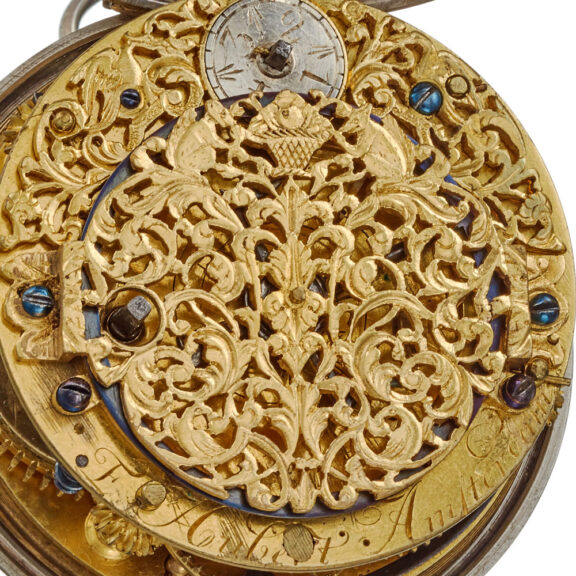 A Dutch verge watch by Hubert with champleve dial Circa 1720 A Dutch verge watch by Hubert with champleve dial Circa 1720