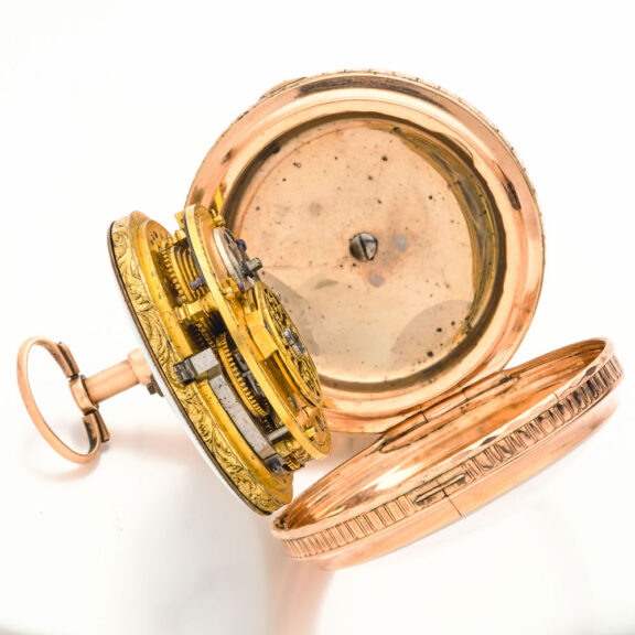 French gold quarter repeating verge pocket watch Circa 1790 French gold quarter repeating verge pocket watch Circa 1790