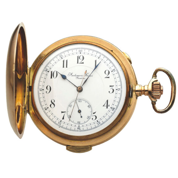 Swiss gold hunting cased minute repeating pocket watch Circa 1890