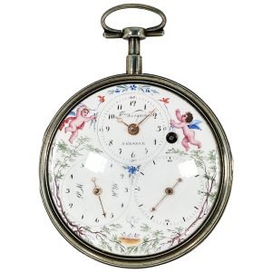 Swiss silver pocket watch with a French tide display Circa 1810