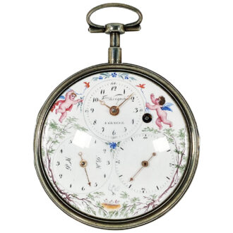 Swiss silver pocket watch with a French tide display Circa 1810