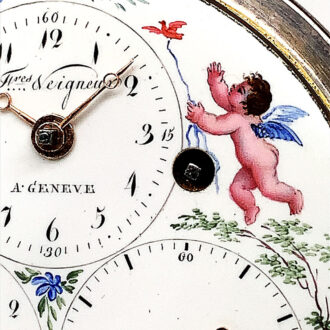 Swiss silver pocket watch with a French tide display Circa 1810