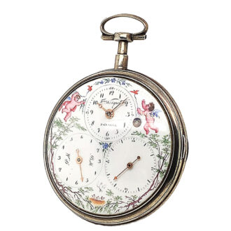 Swiss silver pocket watch with a French tide display Circa 1810