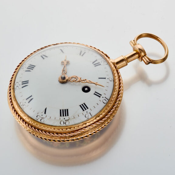 A French verge in a fine gold and enamel case Circa 1800 A French verge in a fine gold and enamel case Circa 1800