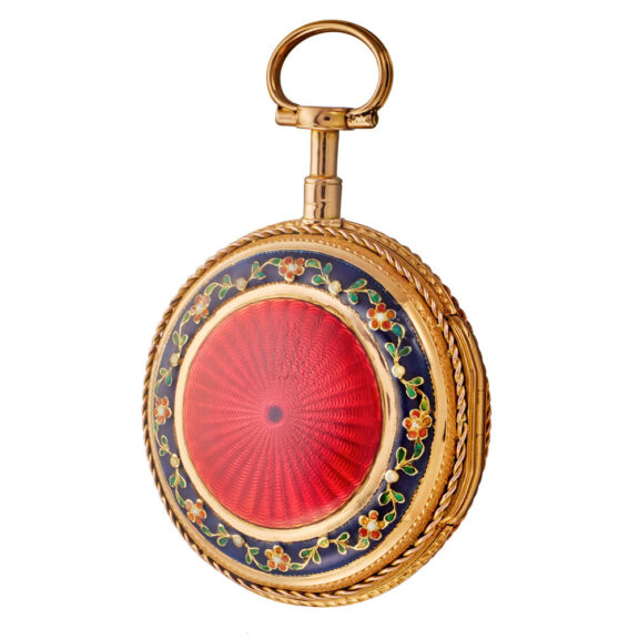 French gold verge in fine gold and enamel case Circa 1800 French gold verge in fine gold and enamel case Circa 1800