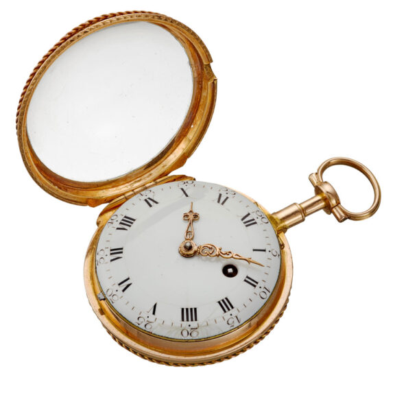 A French verge in a fine gold and enamel case Circa 1800 A French verge in a fine gold and enamel case Circa 1800