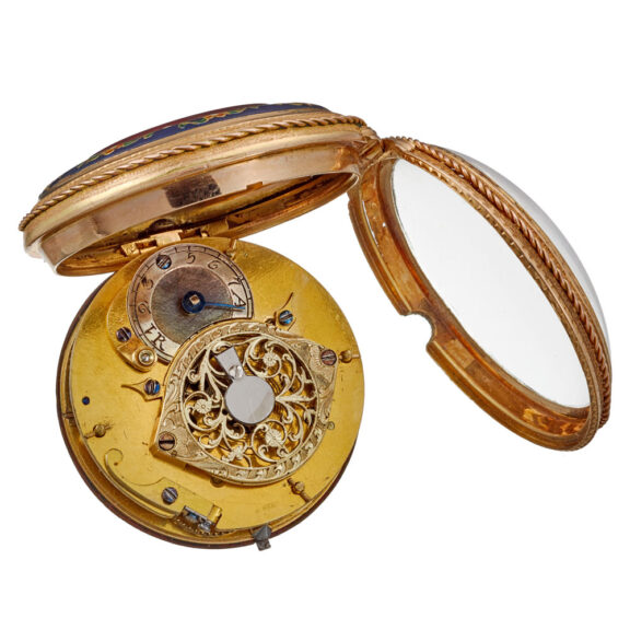 A French verge in a fine gold and enamel case Circa 1800 A French verge in a fine gold and enamel case Circa 1800