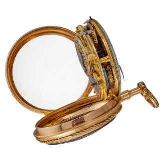 A French verge in a fine gold and enamel case Circa 1800 A French verge in a fine gold and enamel case Circa 1800