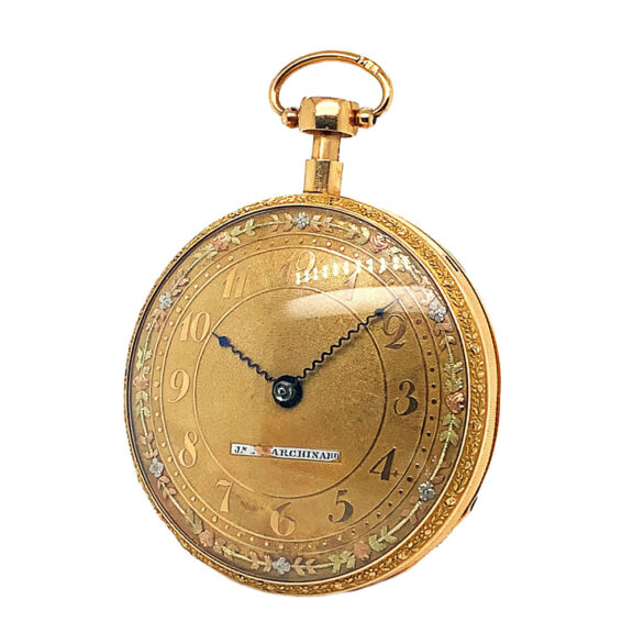 Swiss 18K gold quarter repeating Geneva pocket watch Circa 1820 Swiss 18K gold quarter repeating Geneva pocket watch Circa 1820