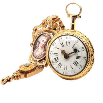 French four-coloured gold repoussé pocket watch Circa 1780 French four-coloured gold repoussé pocket watch Circa 1780