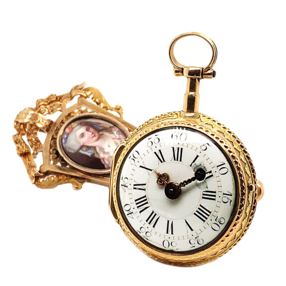 French four-coloured gold repoussé pocket watch Circa 1780 French four-coloured gold repoussé pocket watch Circa 1780