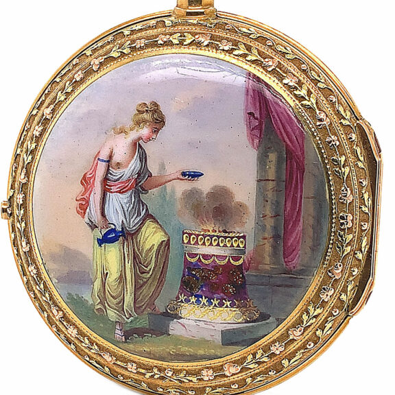 French gold and enamel verge pocket watch Circa 1800-1850 French gold and enamel verge pocket watch Circa 1800-1850