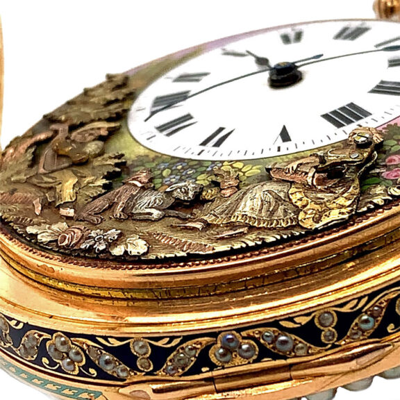 Exceptional Swiss gold quarter repeating automaton Circa 1820 Exceptional Swiss gold quarter repeating automaton Circa 1820