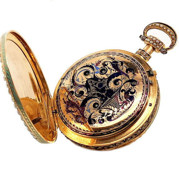 Exceptional Swiss gold quarter repeating automaton Circa 1820 Exceptional Swiss gold quarter repeating automaton Circa 1820