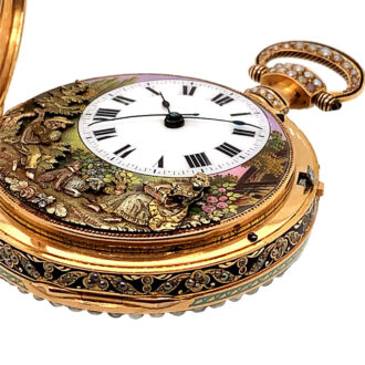 Exceptional Swiss gold quarter repeating automaton Circa 1820