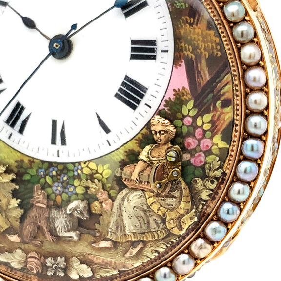 Exceptional Swiss gold quarter repeating automaton Circa 1820 Exceptional Swiss gold quarter repeating automaton Circa 1820