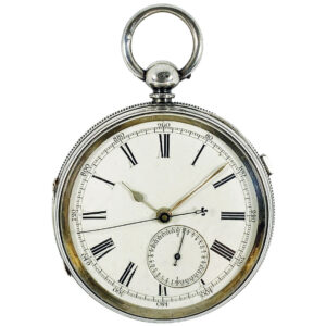 Swiss silver pocket deck watch with chronograph Circa 1877