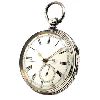 Swiss silver pocket deck watch with chronograph Circa 1877