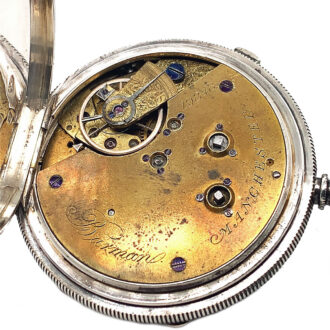 Swiss silver pocket deck watch with chronograph Circa 1877