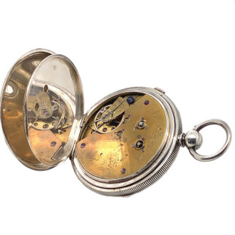 Swiss silver pocket deck watch with chronograph Circa 1877