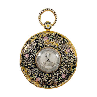French decorative gold enamel digital pocket watch Circa 1830