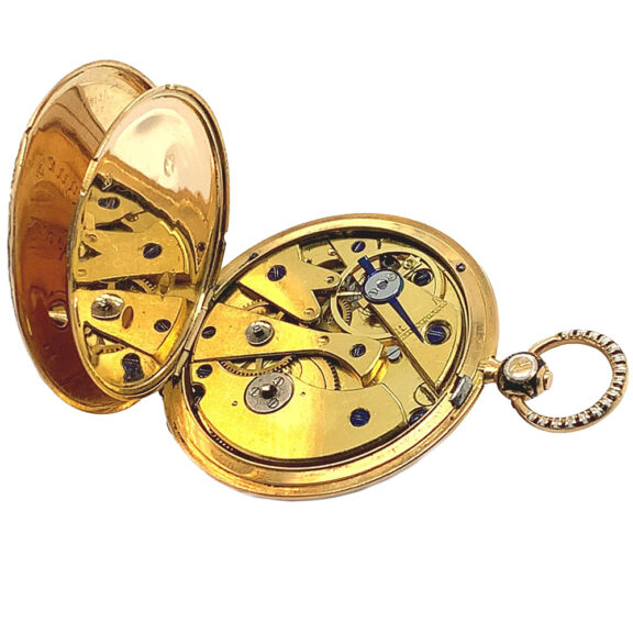 French decorative gold enamel digital pocket watch Circa 1830 French decorative gold enamel digital pocket watch Circa 1830