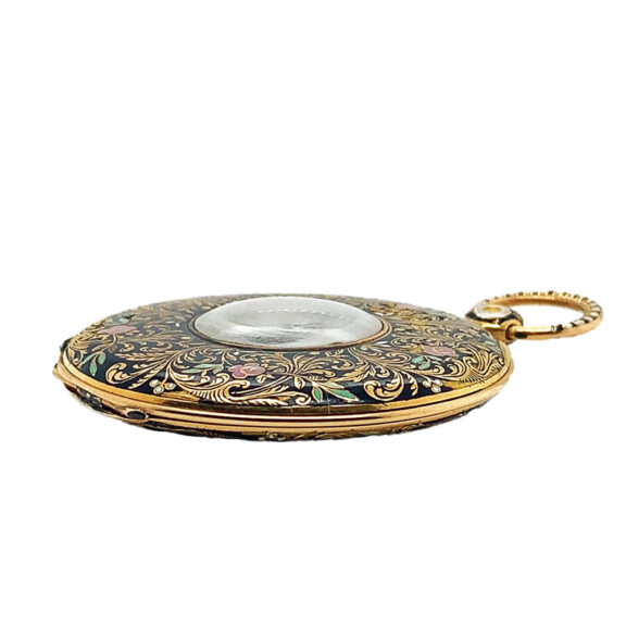 French decorative gold enamel digital pocket watch Circa 1830 French decorative gold enamel digital pocket watch Circa 1830