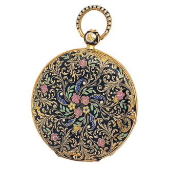 French decorative gold enamel digital pocket watch Circa 1830