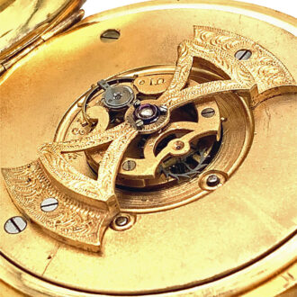 Swiss gold tourbillon lever watch with center seconds Circa 1930