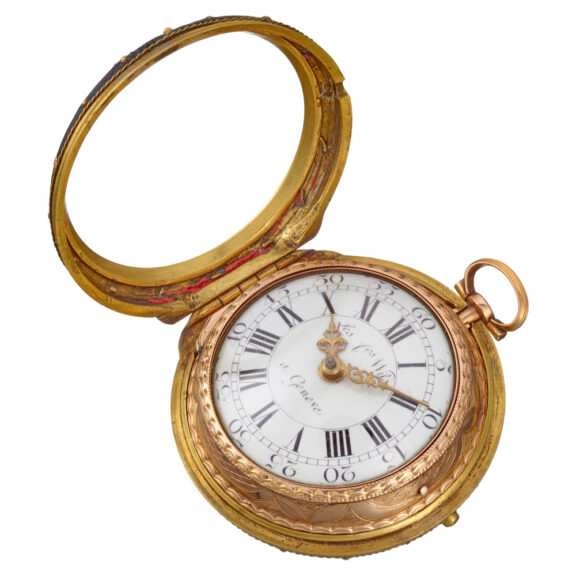 A verge in 20 carat gold pair cases and glazed outer Circa 1775 A verge in 20 carat gold pair cases and glazed outer Circa 1775