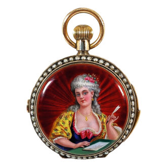 Swiss silver enamel pearls-set repeating chronograph Circa 1900