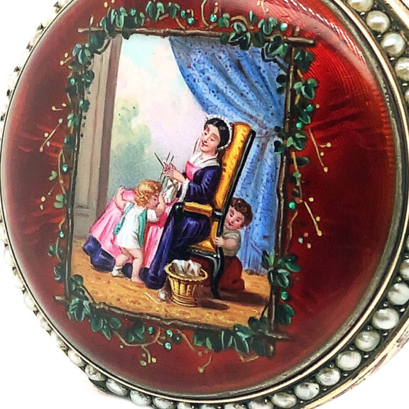 Swiss silver enamel pearls-set repeating chronograph Circa 1900 Swiss silver enamel pearls-set repeating chronograph Circa 1900