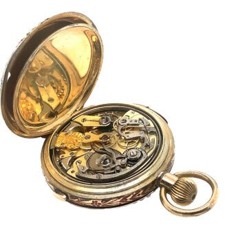 Swiss silver enamel pearls-set repeating chronograph Circa 1900
