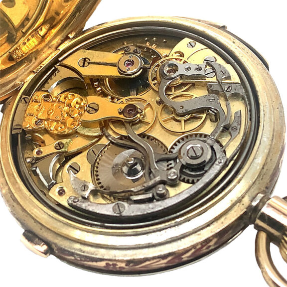 Swiss silver enamel pearls-set repeating chronograph Circa 1900 Swiss silver enamel pearls-set repeating chronograph Circa 1900