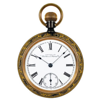 American decorative metal with gold inlaid pocket watch Circa 1900