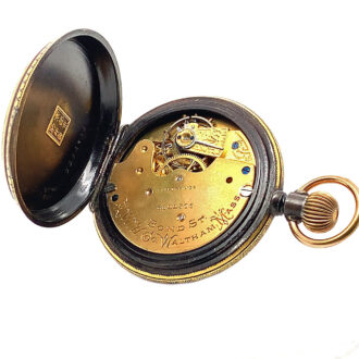 American decorative metal with gold inlaid pocket watch Circa 1900