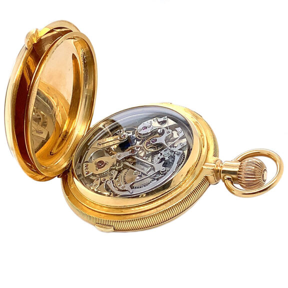 Swiss gold hunting cased complicated lever watch Circa 1890 Swiss gold hunting cased complicated lever watch Circa 1890