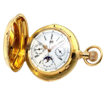 Swiss gold hunting cased complicated lever watch Circa 1890